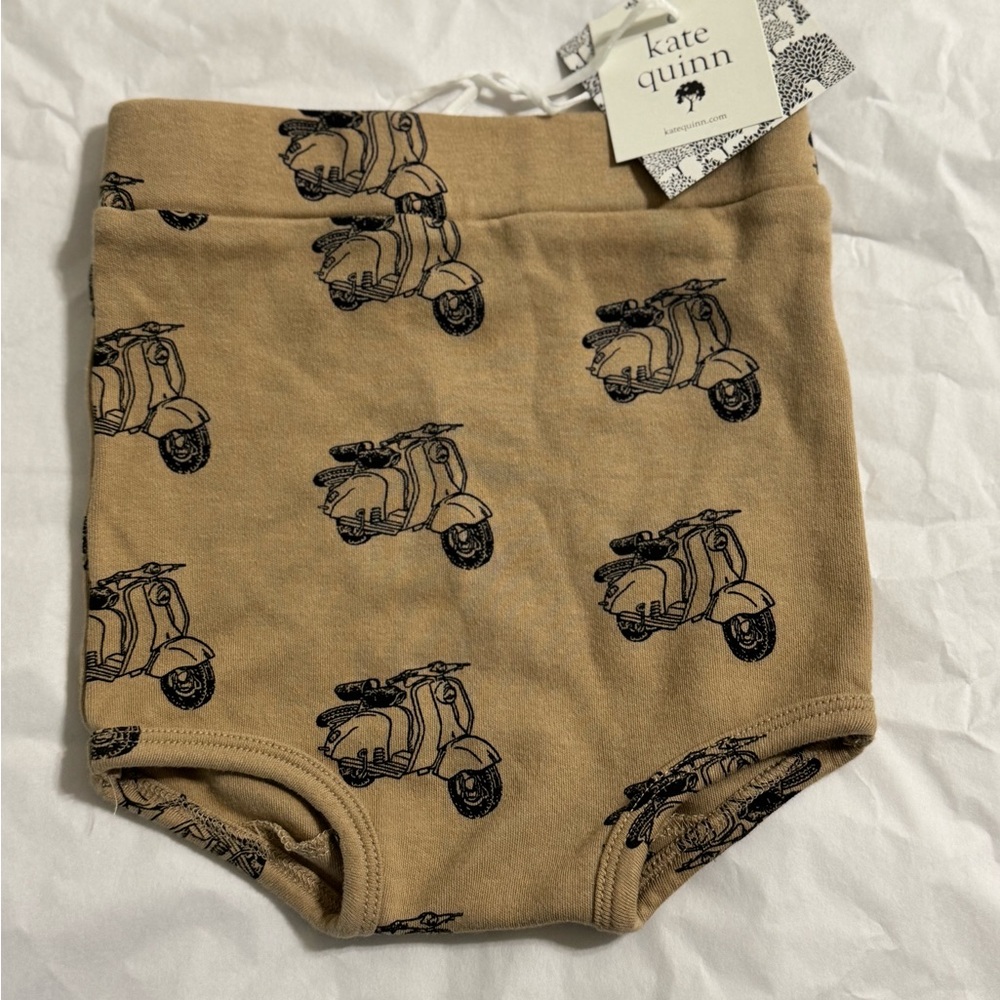 Kate Quinn Retro Bloomer Black Tan Scooter Print Diaper Cover